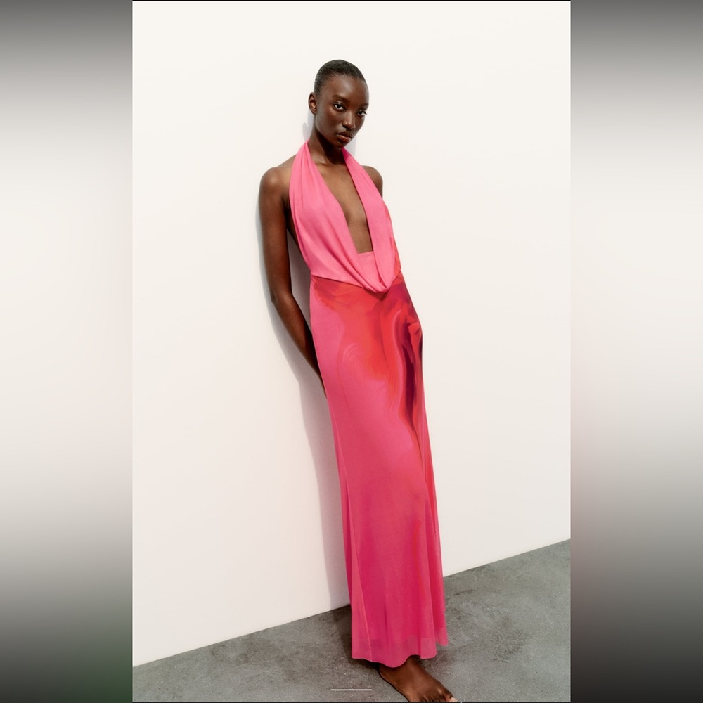 Zara draped tulle halter dress